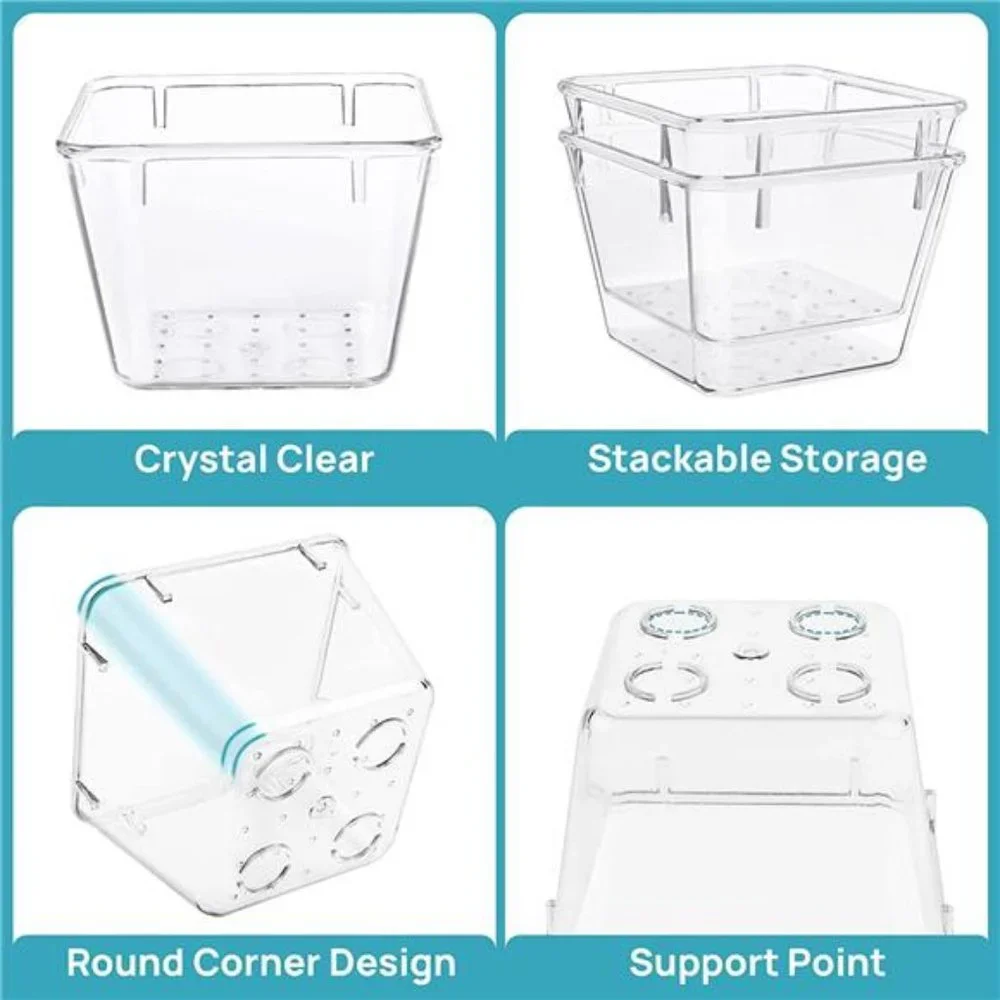 25 PCS Clear Plastic Drawer Organizers Set, 4-Size Versatile Bathroom and Vanity